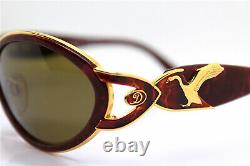 Made IN Italy Lunettes de Soleil Femme Ovale Chat Or Rouge Luxe Mode Cygne 90