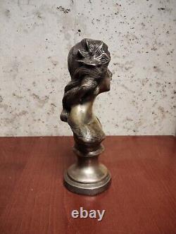 Magnifique Buste Femme En Bronze Doré Art Nouveau Non Signé 40 Centimètres
