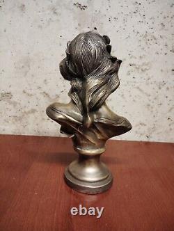 Magnifique Buste Femme En Bronze Doré Art Nouveau Non Signé 40 Centimètres