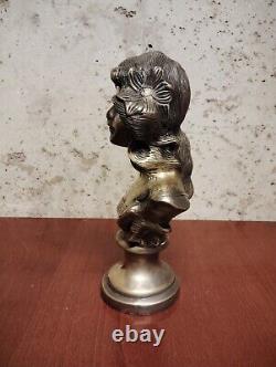 Magnifique Buste Femme En Bronze Doré Art Nouveau Non Signé 40 Centimètres
