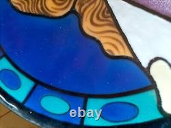 Magnifique plat en émaux sur cuivre, jeune femme stylisé art déco /art nouveau