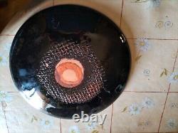 Magnifique plat en émaux sur cuivre, jeune femme stylisé art déco /art nouveau