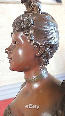 Marcel Debut bronze femme au chapeau art nouveau sculpture statue