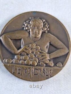 Médaille Bronze Art Nouveau M Delannoy Le Cidre Femme Bacchus