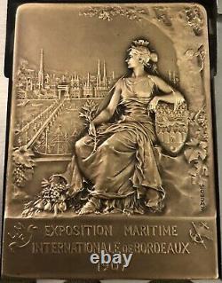Medaille Plaque Art Deco Nouveau Par Dubois Vue De Bordeaux Femme Medal