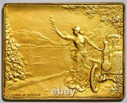 Medaille, Plaque Art Nouveau Par Eugene Gairal De Serezin, Femme, Automobile, Medal
