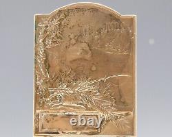 Médaille Plaque Bronze Art Nouveau- 1905 BORREL FEMME NUE Partie de pêche