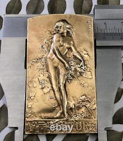 Médaille Plaque En Bronze Coudray Femme Nue Art Deco Nouveau Medal Viticulture