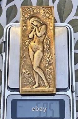 Médaille Plaque En Bronze Frederic Vernon Femme Nue Art Deco Nouveau Medal