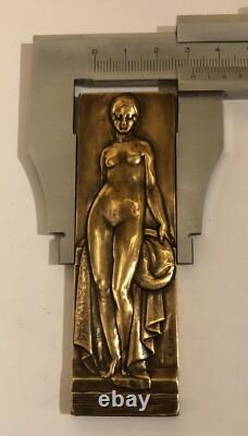 Médaille Plaque En Bronze La Baigneuse Par Turin Medal Art Déco Nouveau Femme