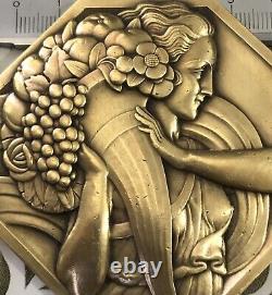 Médaille Plaque En Bronze Par Turin Femme Medal Art Deco Nouveau