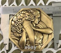 Médaille Plaque En Bronze Par Turin Femme Medal Art Deco Nouveau