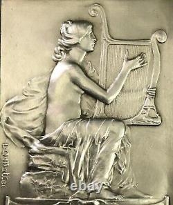 Medaille Plaque Rare En Argent Femme Nue Par Mattei Art Deco Nouveau Medal