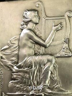 Medaille Plaque Rare En Argent Femme Nue Par Mattei Art Deco Nouveau Medal