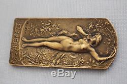 Medaille flore de l. Coudray femme art nouveau bronze 65,7 gr