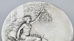 Médaille plaque prix bronze femme nue art nouveau par Ch Pillet avec son étui