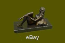 Moderne Art Nouveau Abstrait Nu Femme Fille 100% Sculpture Bronze par Mavchi
