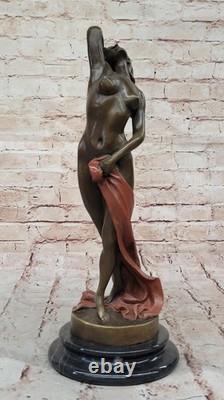 Moderne Style Art Nouveau Abstrait Nu Femme Fille Bronze Sculpture P. Delore Nr