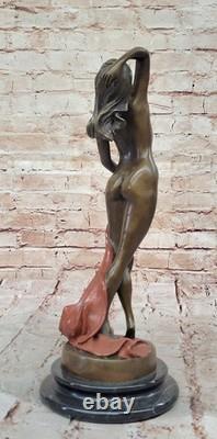 Moderne Style Art Nouveau Abstrait Nu Femme Fille Bronze Sculpture P. Delore Nr