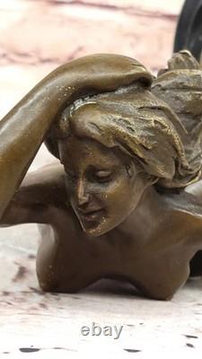 Moderne Style Art Nouveau Abstrait Nu Femme Fille Bronze Sculpture P. Delore Nr