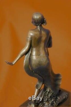 Nue Femme Danseuse Art Déco / Nouveau Fonte Bronze Sculpture Statue Figurine T