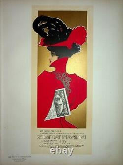 OLIVA Vaclav Prague Doré, Femme Art Nouveau, LITHOGRAPHIE originale signée, 1899