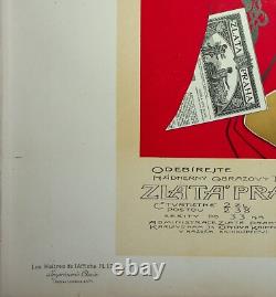 OLIVA Vaclav Prague Doré, Femme Art Nouveau, LITHOGRAPHIE originale signée, 1899