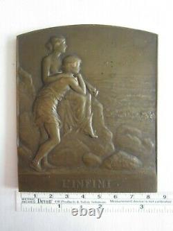 P Lenoir Médaille plaque en Bronze L'infini femme 366 grammes art nouveau