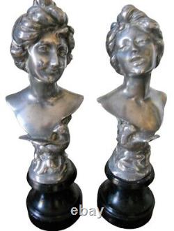 Paire buste femmes Art nouveau 1900