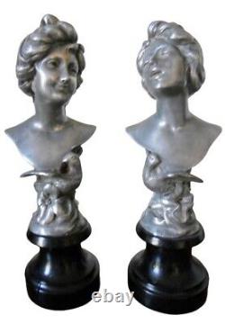 Paire buste femmes Art nouveau 1900