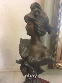 Paire de Bustes de Femmes en Régule par Guillemin Art Nouveau