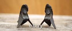 Paire de bronze art Nouveau, cocotte art Nouveau, portrait femme art Nouveau