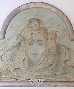 Panneau Décoratif Polylobé Plâtre Art Nouveau Symboliste Portrait Femme Méduse