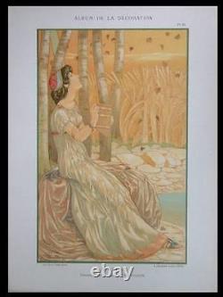 Patten Wilson, Automne -1898- Lithographie, Art Nouveau, Femme, Saisons