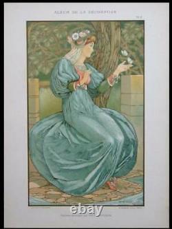 Patten Wilson, Ete -1898- Lithographie, Art Nouveau, Femme, Saisons