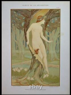 Patten Wilson, Printemps -1898- Lithographie, Art Nouveau, Femme, Saisons