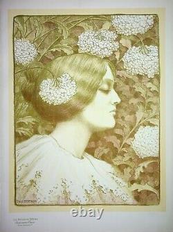 Paul BERTHON Profil de femme Lithographie originale, Signée, 1900