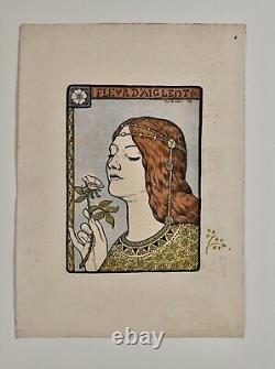Paul Berthon, lithographie signée au crayon, Art nouveau, Symbolisme, Femme