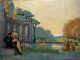 Peinture, Huile Sur Carton Femmes Elégantes Dans Un Parc, Style Art Nouveau