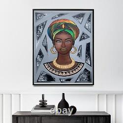Peinture à l'huile pour femmes africaines peinte à la main Art mural abstra