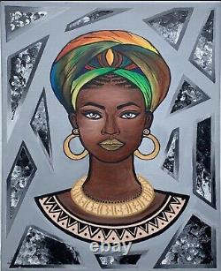 Peinture à l'huile pour femmes africaines peinte à la main Art mural abstra