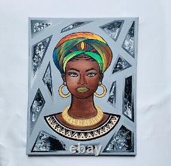 Peinture à l'huile pour femmes africaines peinte à la main Art mural abstra