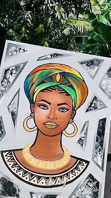 Peinture à l'huile pour femmes africaines peinte à la main Art mural abstra