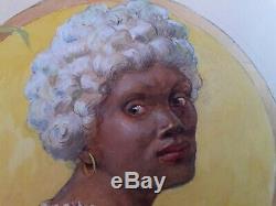 Peinture gouache portrait de femme art nouveau créole signé Michel Simonidy