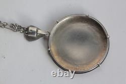Pendentif Médaillon argent émaillé Femme nue Art Nouveau Bijoux (62695)