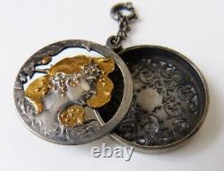 Pendentif vinaigrette bijou ancien ART NOUVEAU 1900 métal doré parfum femme