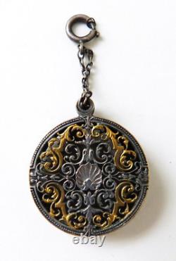 Pendentif vinaigrette bijou ancien ART NOUVEAU 1900 métal doré parfum femme