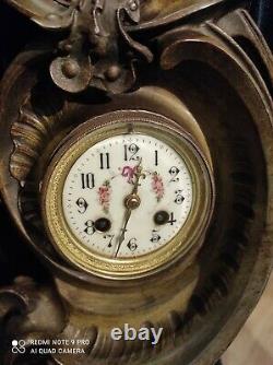 Pendule Art Nouveau Femme à la harpe by A de Raudery clock Uhr reloj péndulo