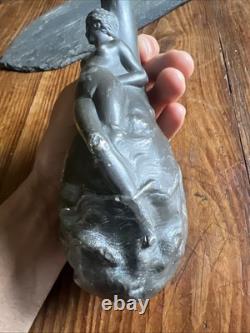 Pichet & Verseuse Etain Art Nouveau Femme Nu & Poisson Signé Garnier