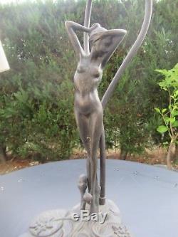 Pied de lampe art nouveau femme nue bronze